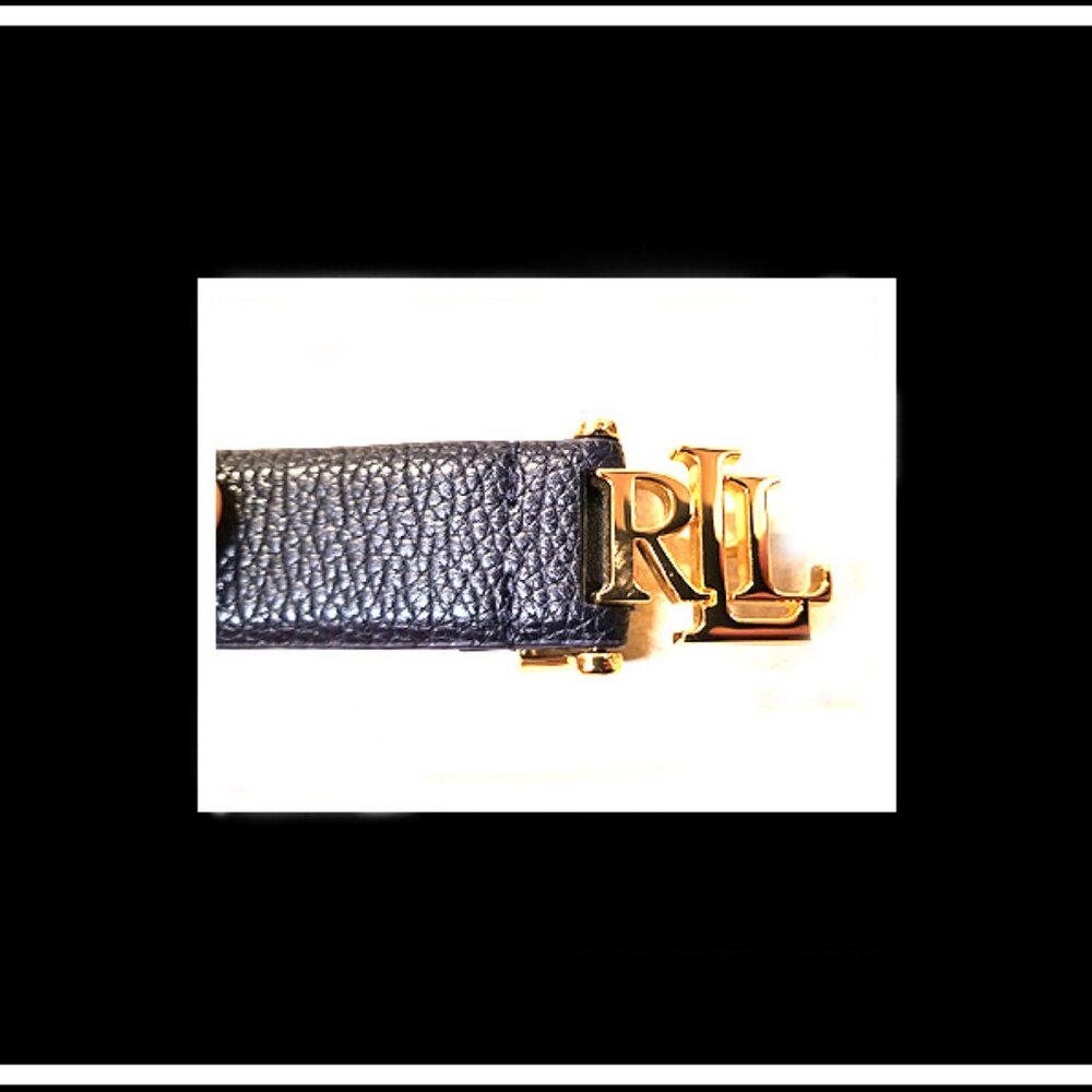 New Rare Unique RLL Ralph Lauren Top Grade High Grain Black Genuine Leather Belt - Picture 10 of 10